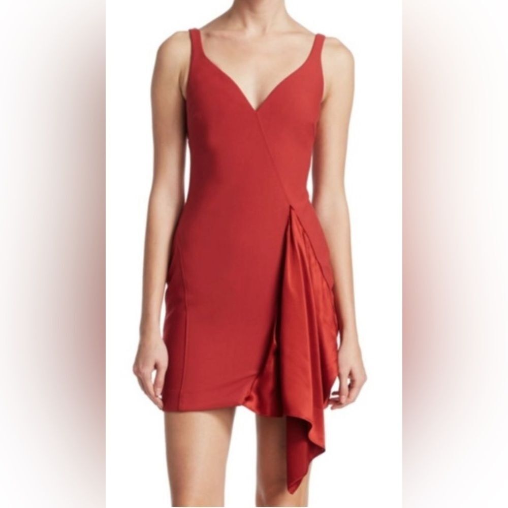 NWT Cinq a Sept Mallory Ruffle dress in Redwood, a rust/red color